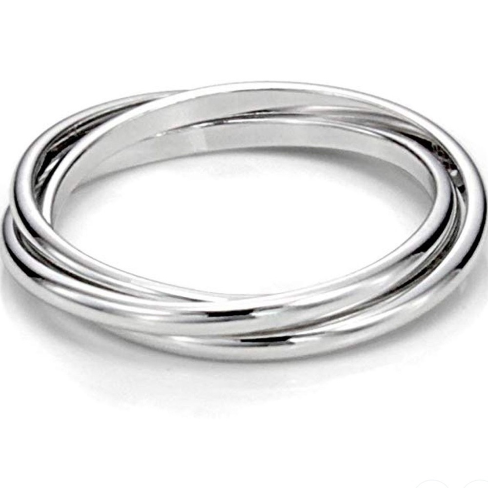 Silver Triple Interlocking Rings 9 - Picture 5 of 12